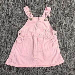 GUESS Baby Pink Overall Dress Jumper 12M Toddler Denim Pinafore